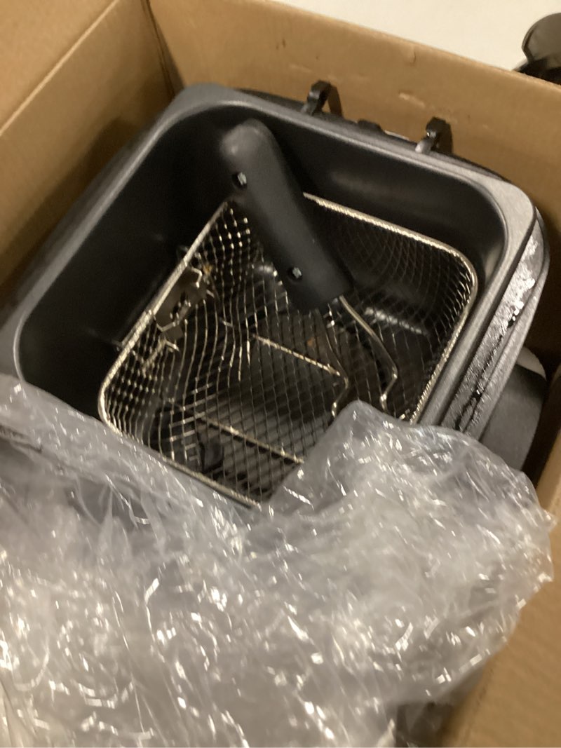 Condition photo showing As Is for OVENTE 1.5L Electric Deep Fryer with Viewing Lid, Adjustable Temperature, Removable Basket, Cool-Touch Handle, 800W Stainless Steel, Easy to Clean, Silver FDM1501BR