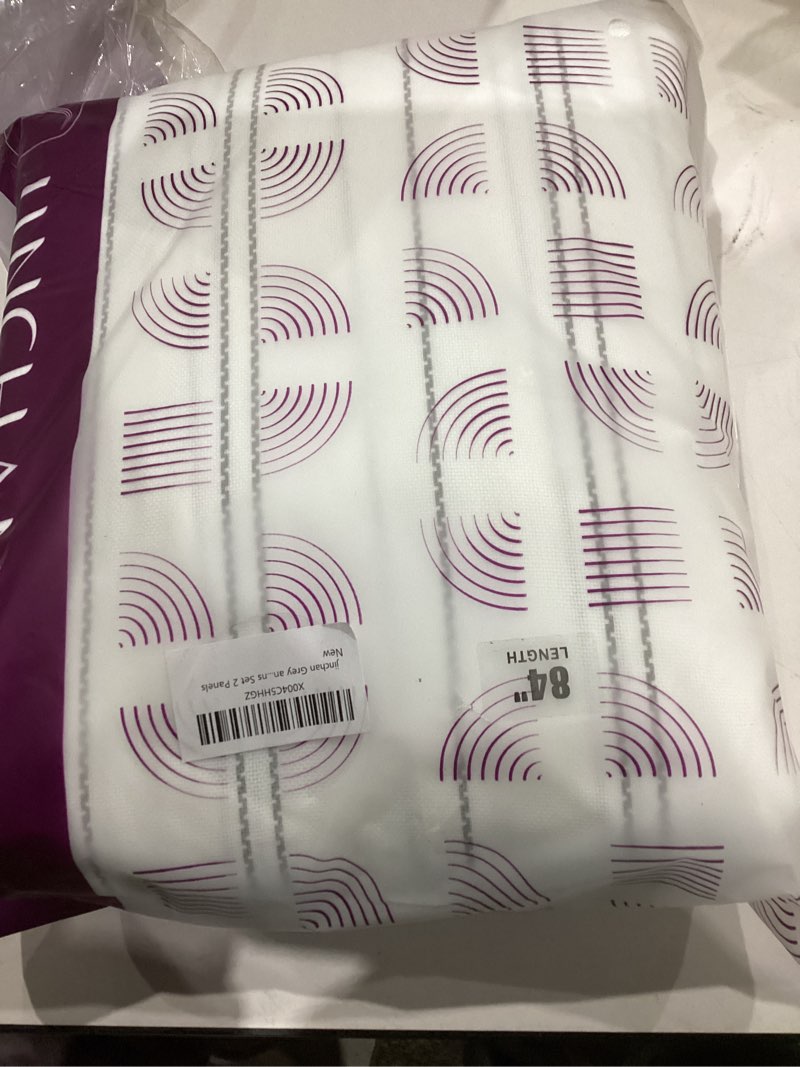 Condition photo showing New/Like New for jinchan White Curtains Grey Striped Curtains 84 Inch Length for Living Room Bedroom Window Treatment Modern Linen Look Ticking Stripe Pinstripe Privacy Light Filtering Back Tab Rod Pocket 2 Panels 40"W x 84"L (Pack of 2) Chalk Striped | Grey
