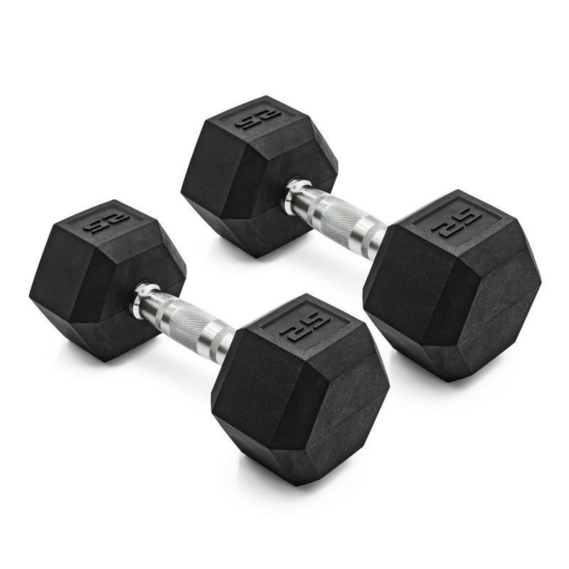 CAP Barbell, 25lb Coated Rubber Hex Dumbbell, Pair