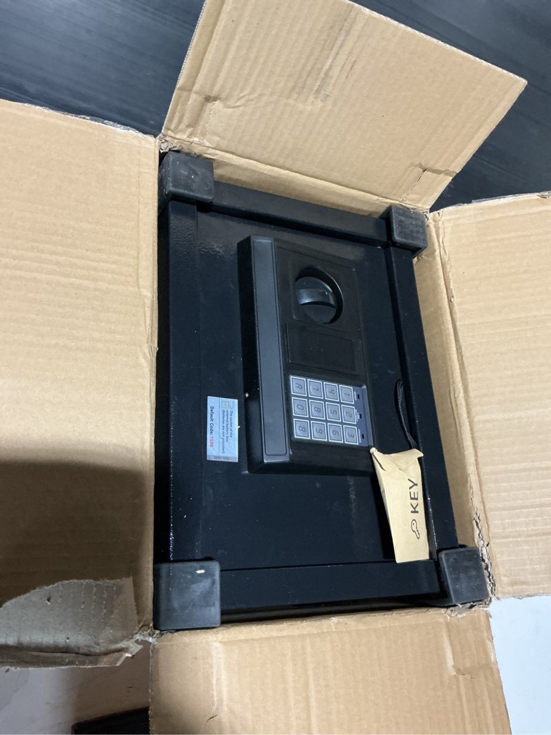 Condition photo showing Good Condition for home safe box, safes with fireproof waterproof bag, 9.84'' h anti-theft digital security lock box with smart alert system, removable shelf, mute function, document safes for jewelry 9.84''h x 7.87d x 7.87w