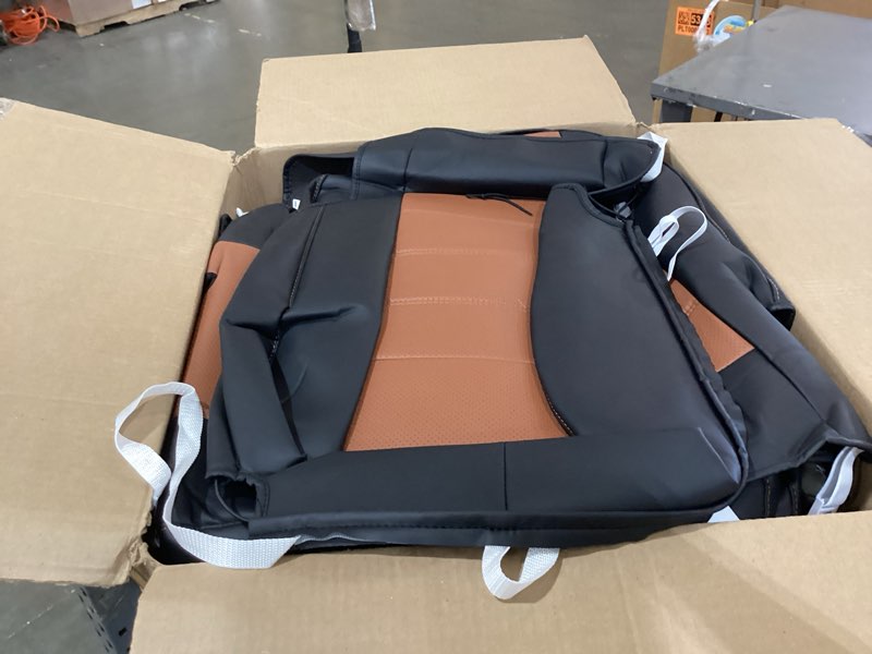 Condition photo showing New/Like New for seat covers for toyota highlander 2020-2025 8 seats full set faux leather seat covers for highlander custom seat cover- 3-row second row 40/60 split bench - black brown 2020-2025 second row 40/60 split (8) black brown