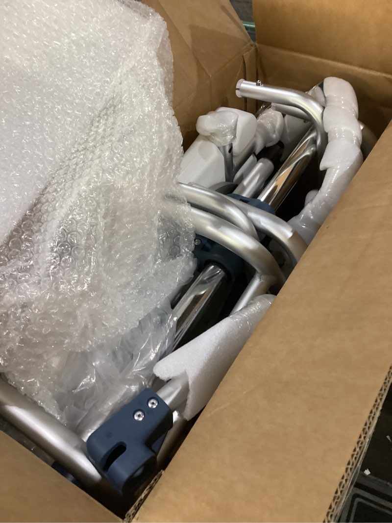 Condition photo showing New/Like New for Sliding Shower Chair Tub Transfer Bench with Swivel Seat, Shower Bench for Elderly and Disabled, with Security Belt, 360 Rotation, Slides and Rotates, Adjustable,one Touch Slide Button, Dark Blue