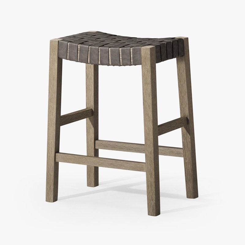 Maven Lane Emerson Kitchen Stool with Vegan Leather Upholstery