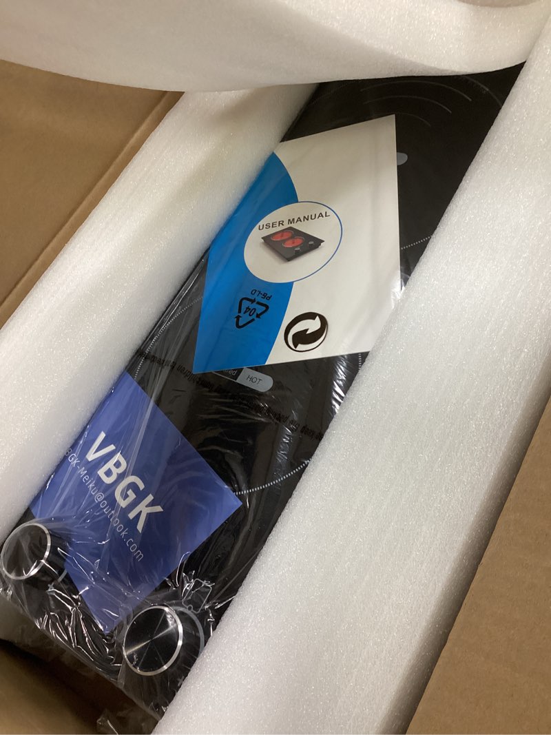 Condition photo showing Good Condition for vbgk electric cooktop,110v 2400w electric stove top with knob control,9 power levels, kids lock & timer,led touch control,overheat protection electric stove,24 inch desktop 2 burner double burner electric cooktop