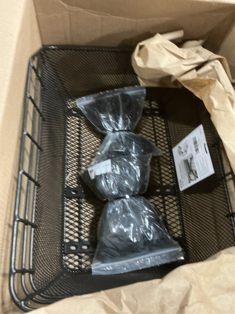 Condition photo showing New/Like New for Rear Bike Basket - Large Bicycle Rear Basket with Cargo Net and Waterproof Cover, Wire Bike Baskets Rear Large Capacity (NO Bike Rack Include)