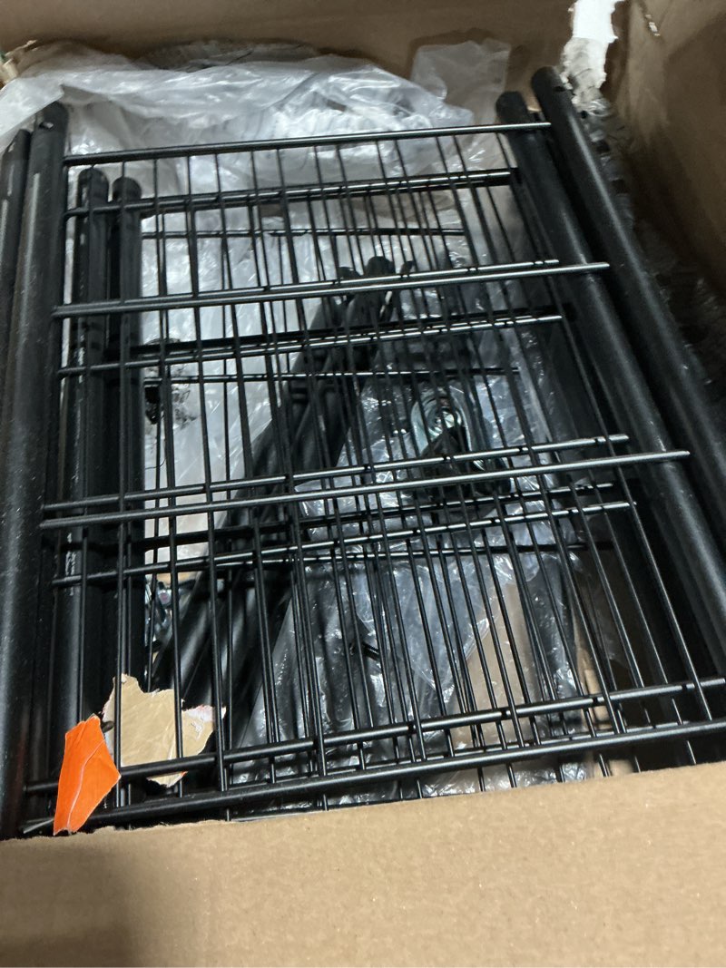 Condition photo showing As Is for Clothes Rack - 33.0" x 12.2" x 79.5" Clothing Rack with Shelves & Wheels, Multi-Functional Wardrobe Closet with Hooks, Sturdy Metal Garment Rack for Bedroom, Laundry, Balcony (Black) Black Large