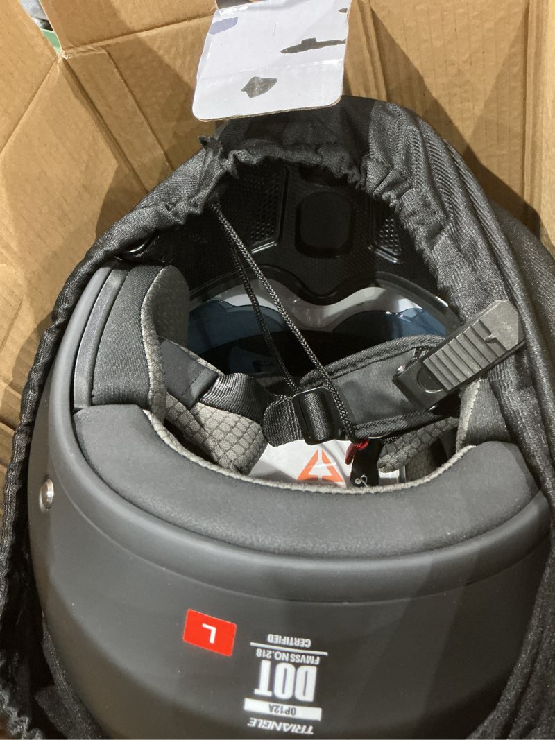 Condition photo showing Good Condition for triangle convertible full face motorcycle helmet dot approved for men women, multi-configuration 3/4 open face street bike helmet with internal tinted sunshield, includes storage bag