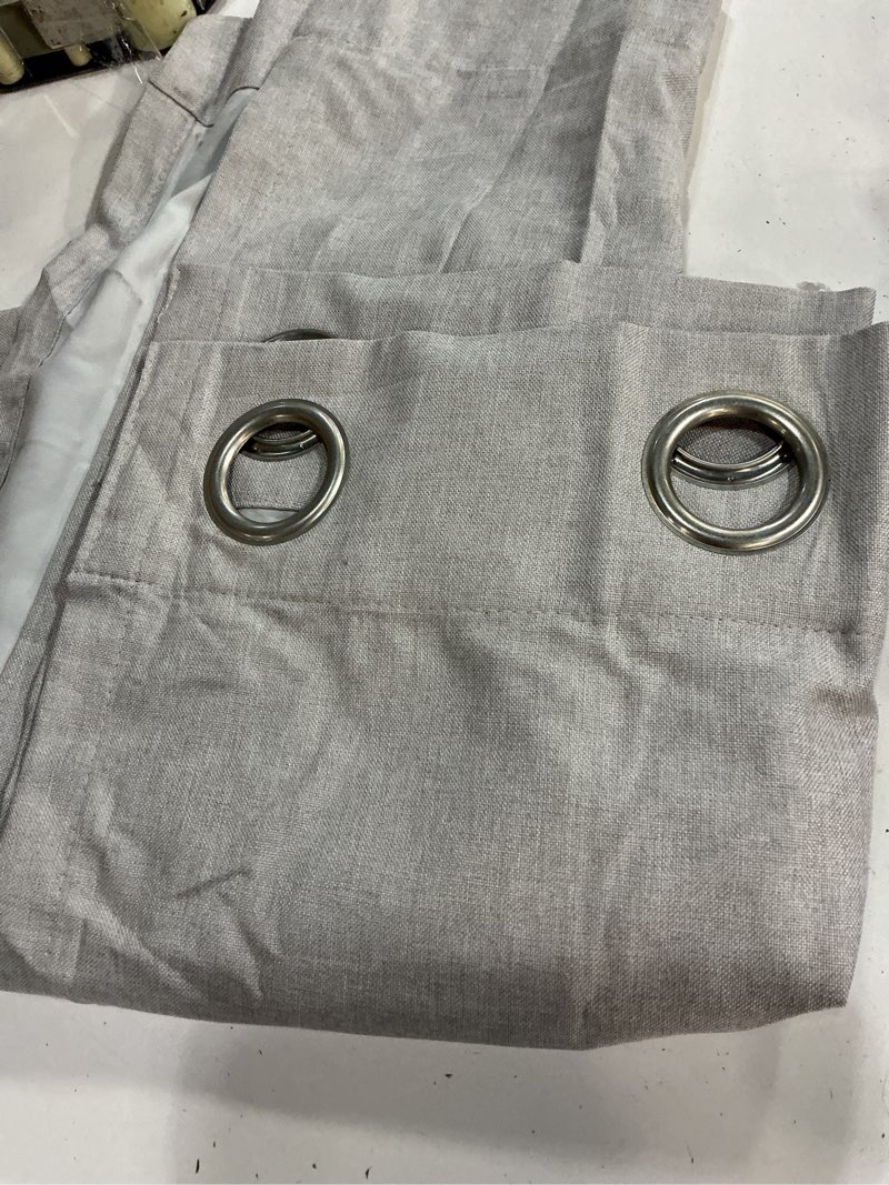Condition photo showing As Is for exclusive home 96-in silver room darkening interlined grommet single curtain panel