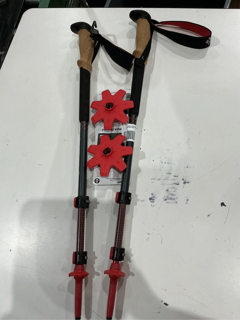 Condition photo showing As Is for (only 1 pack of grips)black diamond pursuit trekking poles (pair) | natural cork grips | flicklock adjustable aluminum sha