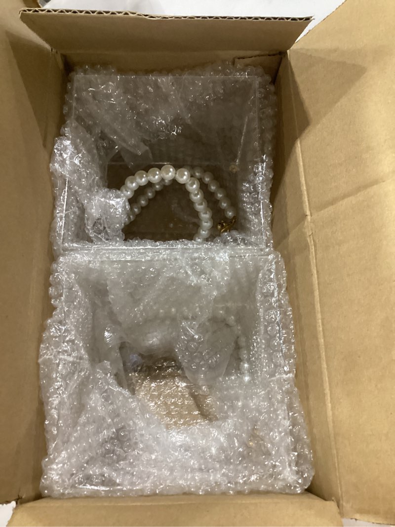 Condition photo showing New/Like New for 2pcs flower girl basket set of 2 plastic wedding basket petals basket with pearl handle clear flower holder for confetti,wedding home decoration