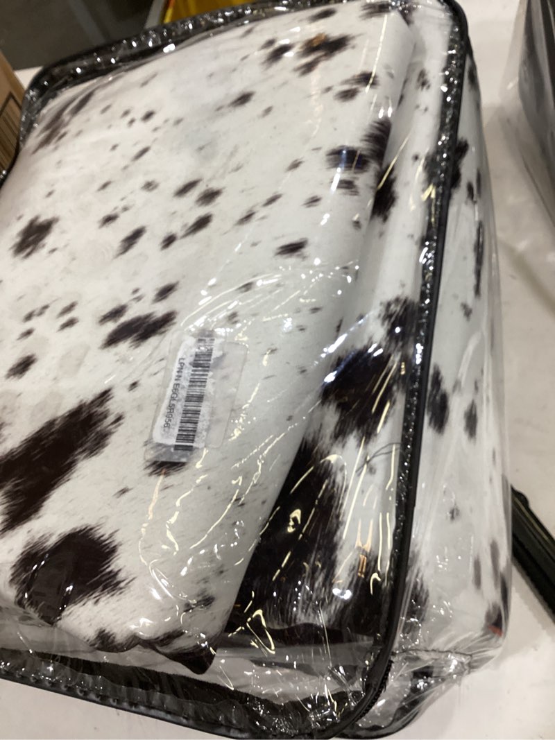 Condition photo showing New/Like New for cow hide rug faux cowhide rug large 8x10 cow print rugs area carpet animal print western home decor for living room bedroom office(black&white, 10x8 ft) black&white 8' x 10' (xx-large)