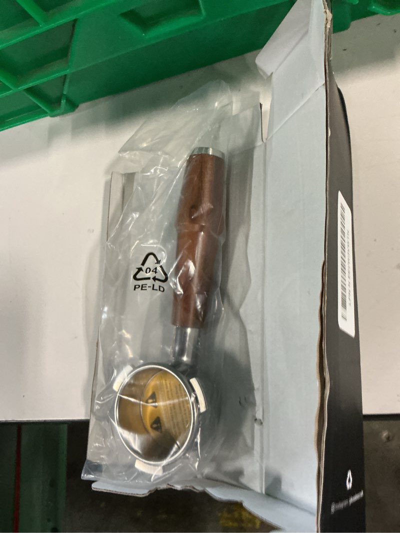 Condition photo showing New/Like New for 54mm bottomless portafilter breville compatible rosewood handle & naked 18-21 gram filter basket included fits barista express, pro, touch, bambino plus, infuser, duo temp pro impress