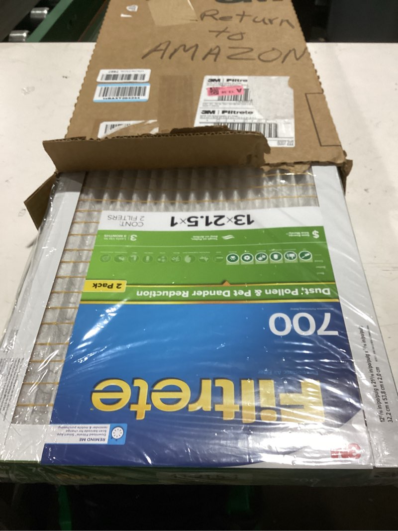 Condition photo showing Good Condition for filtrete 13x21.5x1 ac furnace air filter, mpr 700, merv 8, tough on pollen, easy on airflow, 3-month pleated 1-inch electrostatic air cleaning filter, 2-pack (actual size 12.69 x 21.19 x 0.81 in)