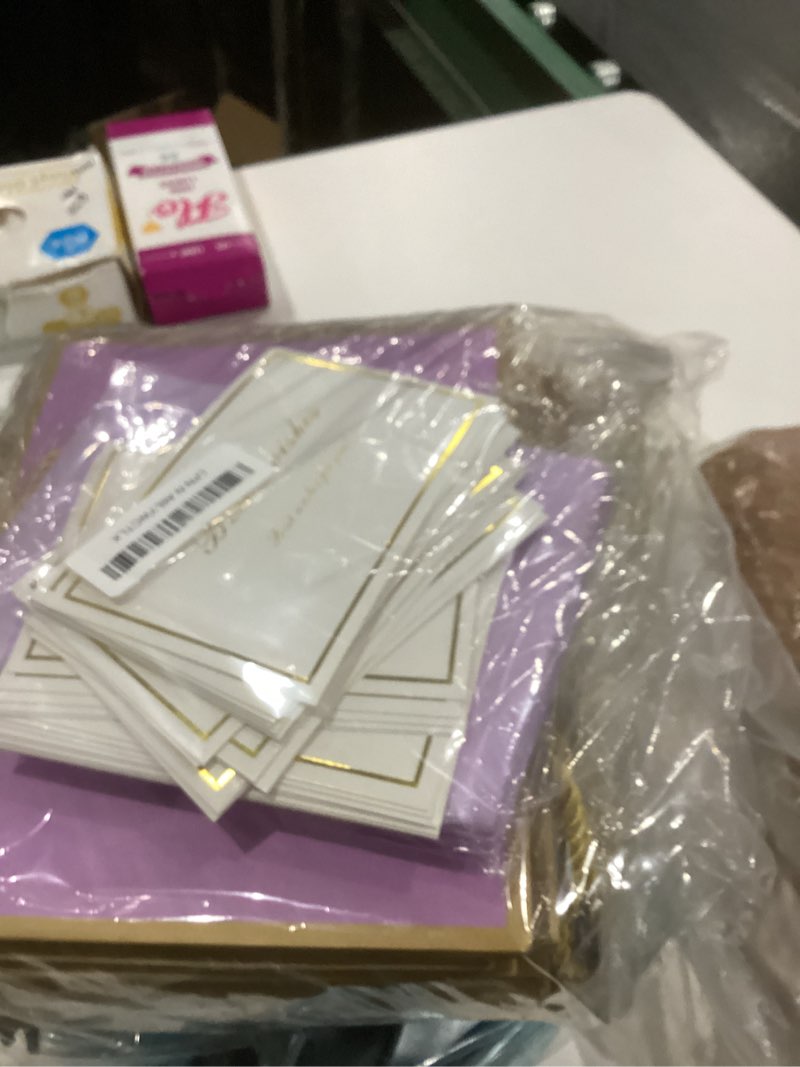 Condition photo showing Good Condition for DOYIDE 30 Pcs Thank You Gift Bags with Tissue Paper, 9x7x3.1in Paper Gift Bags with Handles, Gift Wrap Bags with Bow Ribbon for Wedding Birthday Baby Shower Bridesmaid Party Purple and Gold 1 Count (Pack of 30)