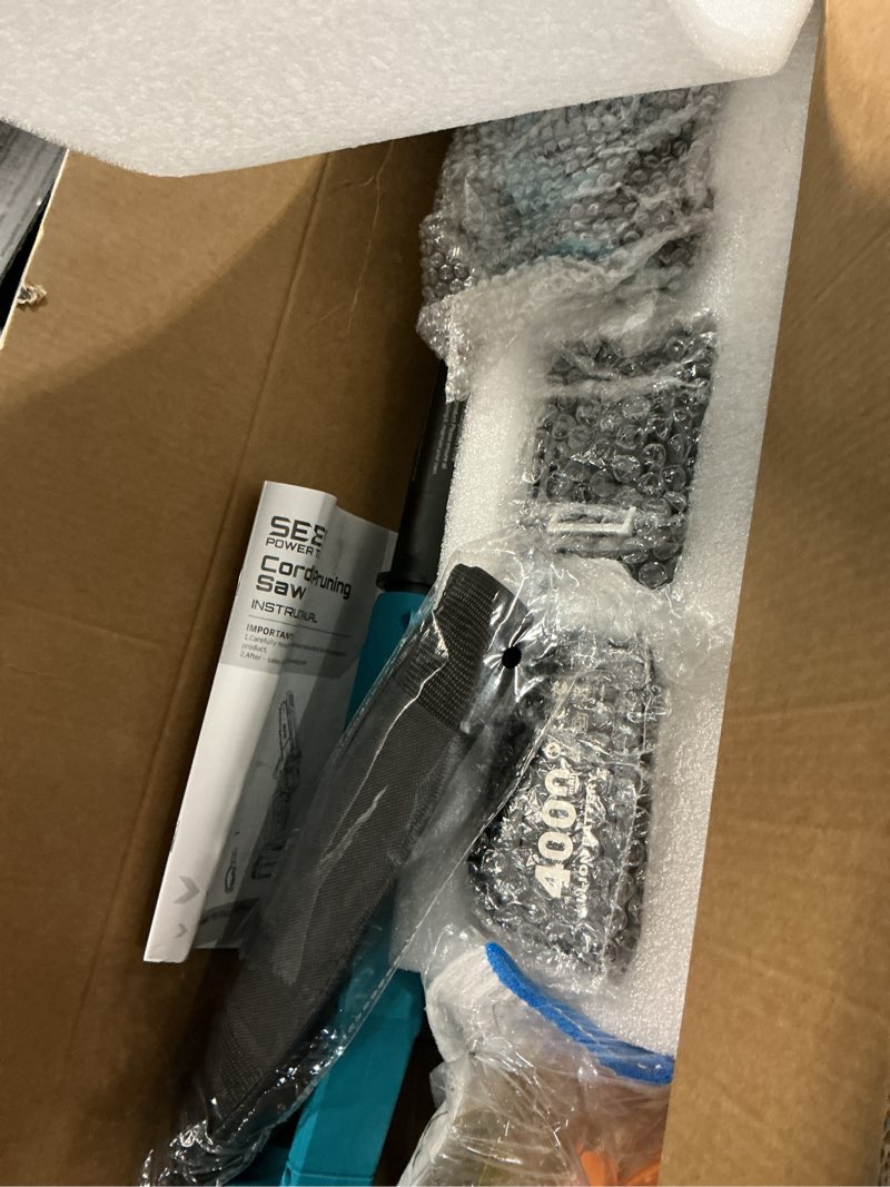 Condition photo showing Good Condition for SEESII 2-in-1 Cordless Pole Saws for Tree Trimming, 6 Inch Mini Electric Chainsaw with 2 x 4000mAh Batteries, Battery Powered Chain Saw with Extension Pole, Tree Trimmer Limb Branch Cutter Pruner Blue-4000mah+4000mah
