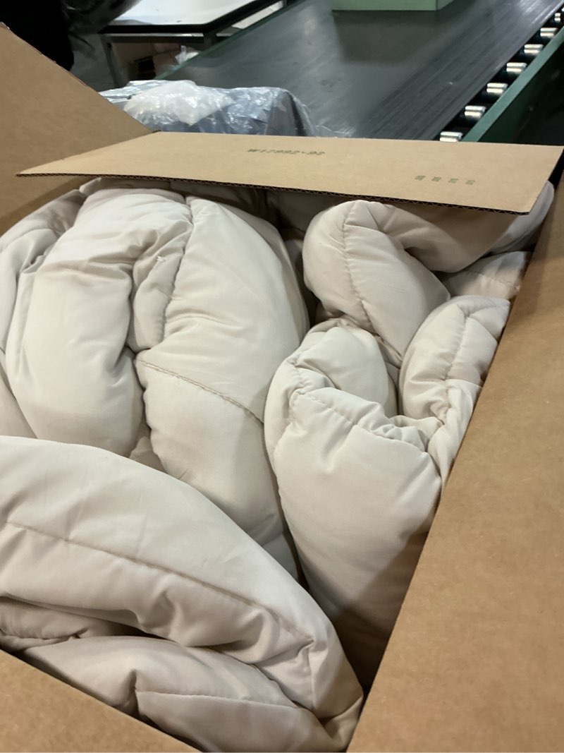 Condition photo showing As Is for CozyLux King Size Comforter Set - Beige Comforter King Size, 3 Pieces Box Stitched Bed Set for All Seasons, Soft Lightweight Bedding Sets with 1 Down Alternative Comforter and 2 Pillow Shams Beige King