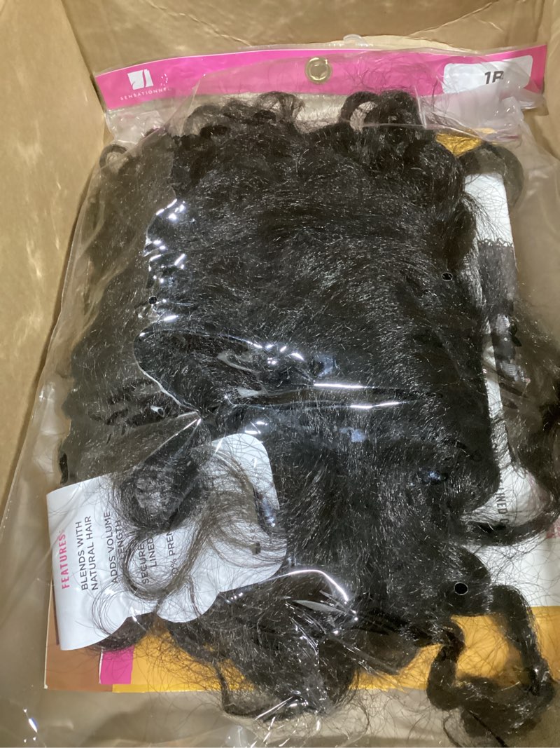 Condition photo showing As Is for sensationnel curls kinksandco clip in - top lady 10 inch easy to use clips for natural 3c to 4c hair textures (1b offblack)
