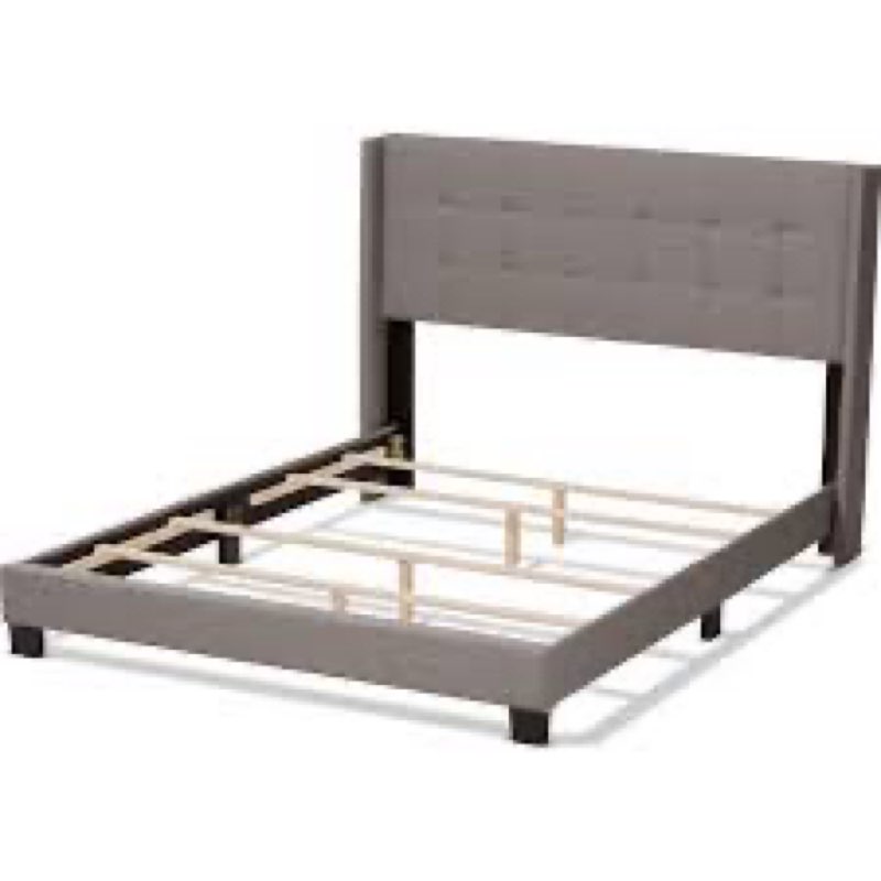 Baxton Studio Lisette King Bed in Gray Fabric