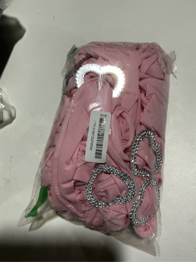 Condition photo showing As Is for light pink chair sashes for wedding 25 pack spandex pink sashes for chairs covers stretch chair sashes band with heart buckle slider wedding sashes bows for banquet party decorations 25 light pink