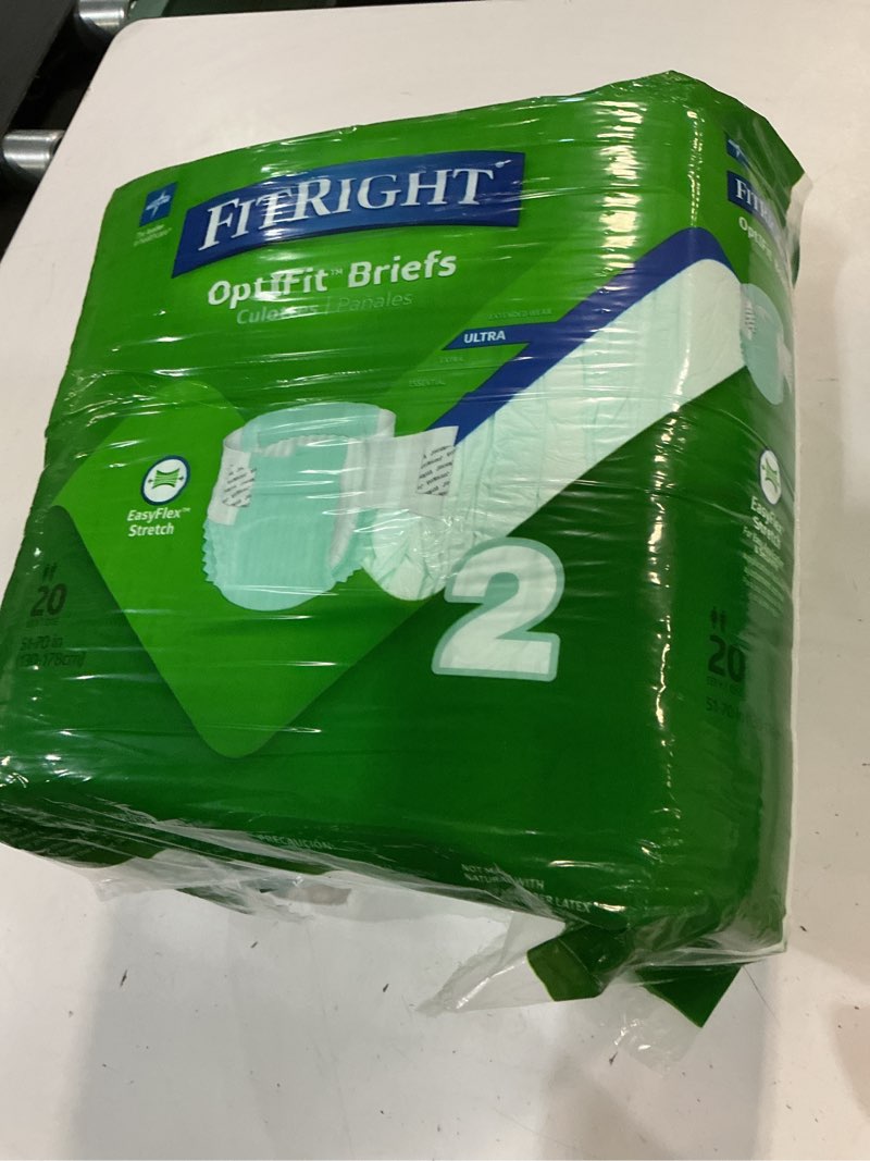 Condition photo showing New/Like New for fitright stretch ultra adult briefs, incontinence diapers with tabs, heavy absorbency, large/xl/2xl, 51 to 70\", 20 count 20 count xl / xxl