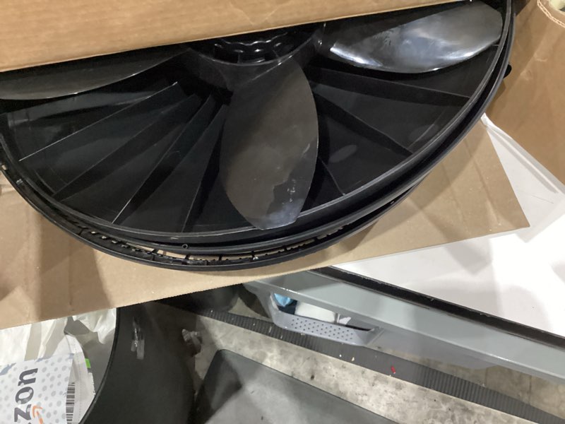 Condition photo showing As Is for lasko pedestal fan, oscillating fan for bedroom with adjustable height and 3 cooling speeds, portable, 18", black, 1827