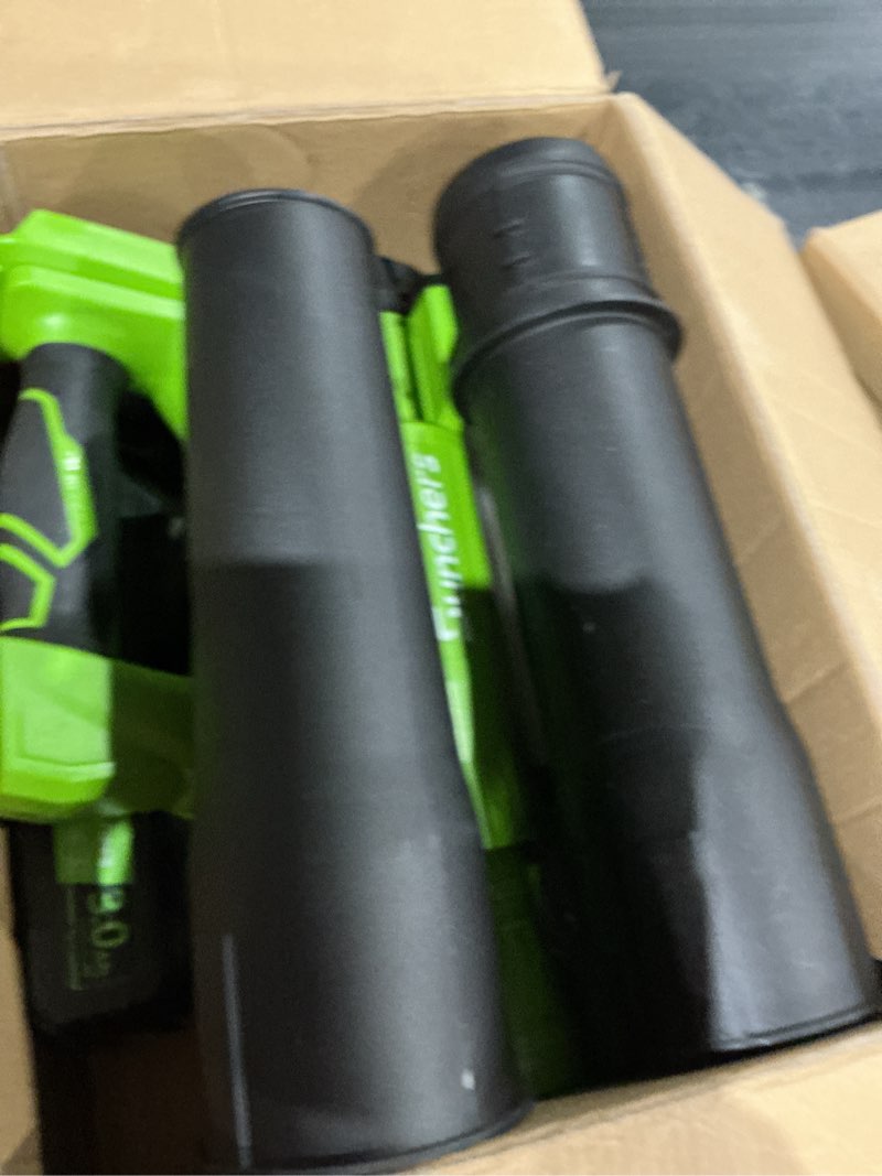 Condition photo showing Good Condition for sunchers leaf blower cordless with 2 batteries and charger, electric battery powered cordless leaf blower, portable lightweight handhold blowers for blowing leaves, patio cleaning, lawn care and dust