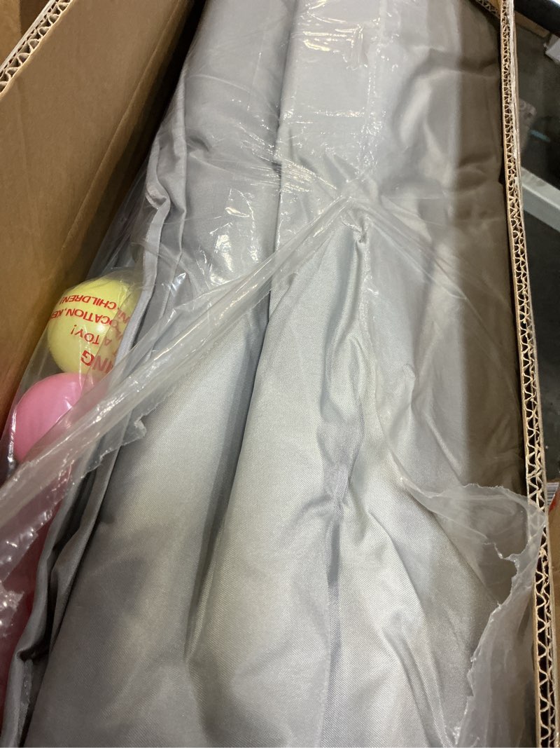 Condition photo showing As Is for Baby Playpen, 73" x 61" Large Foldable Playpen with Mat for Babies and Toddlers, Play Pen with Soft Breathable Mesh, Ocean Balls and Pull Links, Baby Playard for Indoor & Outdoor, Gray Gray 73" x 61" with Mat