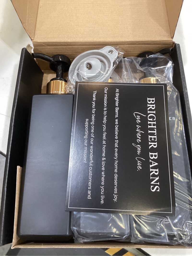 Condition photo showing Good Condition for black shampoo and conditioner dispenser set by brighter barns - body wash and shower soap dispenser - refillable shampoo and conditioner bottles for gold bathroom decor, guest bathroom, airbnb (black)