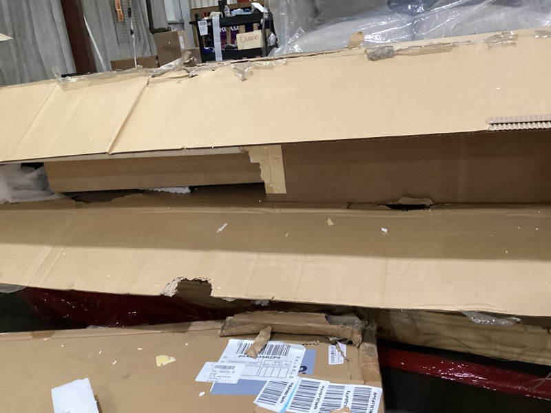Condition photo showing As Is for meridian furniture 722oak-t anzio collection mid-century modern dining table with a rich natural finish and oak veneer on mdf top and base, 96-144\" w x 48\" d x 31\" h, oak missing box 2&3