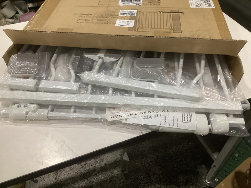 Condition photo showing Good Condition for allaibb extra wide pressure mount baby gate auto close white metal child dog pet safety gates with walk through for stairs,doorways,kitchen and living room(38.58-43.31"/98-110cm) white 38.58-43.31"/98-110cm