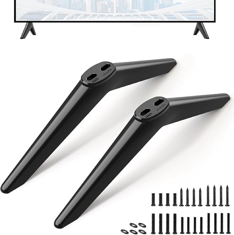 TV Stand Legs for Hitachi JVC Sanyo Haier Replacement TV Legs, Please Measure The TV Hole Distance, Only Compatible with TV Holes Center Distance 0.39in/1cm - 1.1in/2.8cm,with Screws, Black