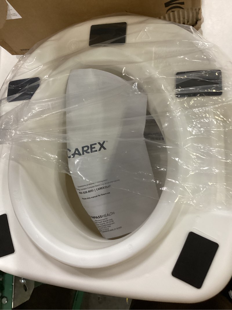 Condition photo showing Good Condition for carex toilet seat riser, adds 5 inches of height, elevated and raised toilet seat with 300 lbs capacity, standard riser for elderly and handicap, universal, slip-resistant, white 5 inch (pack of 1) toilet seat riser