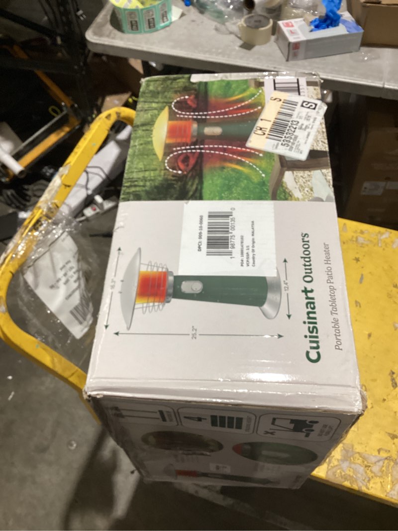 Condition photo showing As Is for cuisinart tabletop patio heater sage green