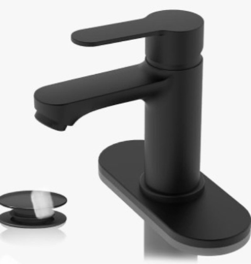 BELZ Bathroom Faucet, Single Handle Matte Black Sink Faucet for 1 or 3 Hole Installation, Modern Lea