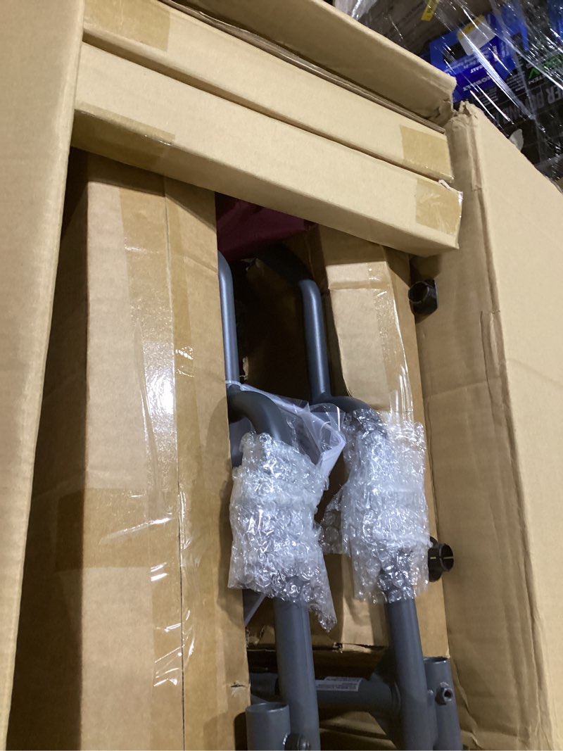 Condition photo showing Good Condition for medline basic steel transport chair - full-length arms, swing-away footrests, 12" wheels - gray/burgundy - durable & convenient mobility aid red