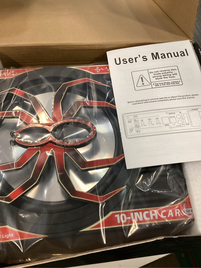 Condition photo showing New/Like New for 1600w slim under seat subwoofer and amp package, powered car subwoofer with built-in amp, subsonic deep bass, led switch control, high-excursion underseat subwoofer for truck/car audio systems