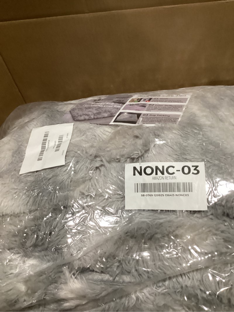 Condition photo showing New/Like New for TABAYON Extra Large Shag Area Rug, 9x12 Feet Tie-Dyed Light Grey Indoor Ultra Soft Plush Rugs for Li