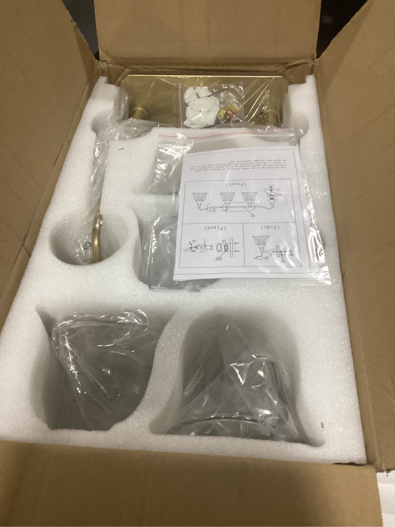 Condition photo showing Good Condition for Bathroom Vanity Gold Light Fixture, 4 Lights Bathroom Lighting Matte Antique Brass Finish with Crystal Glass Shade, Gold Vintage Vanity Light for Bathrooms Gold 4 Lights