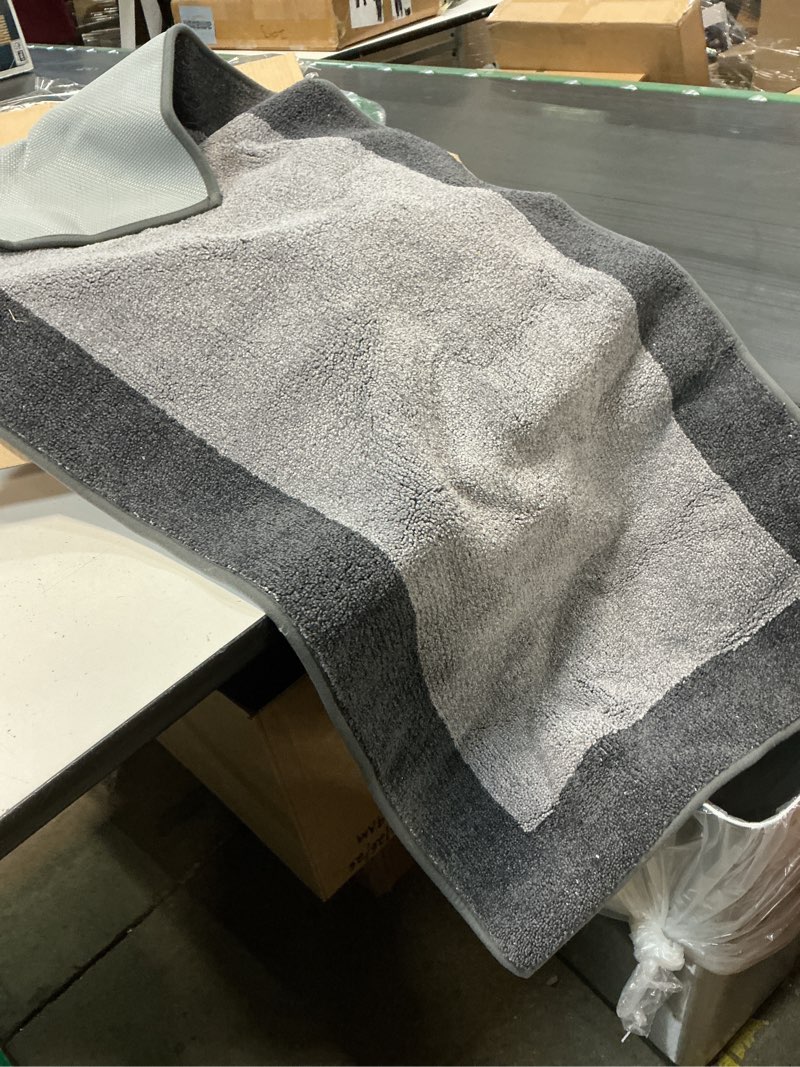 Condition photo showing As Is for (similar)(unknown size)bathroom rugs extra soft absorbent bath mat, non slip bathmat for bathroom floor, machine washable rugs for shower floor, dark grey