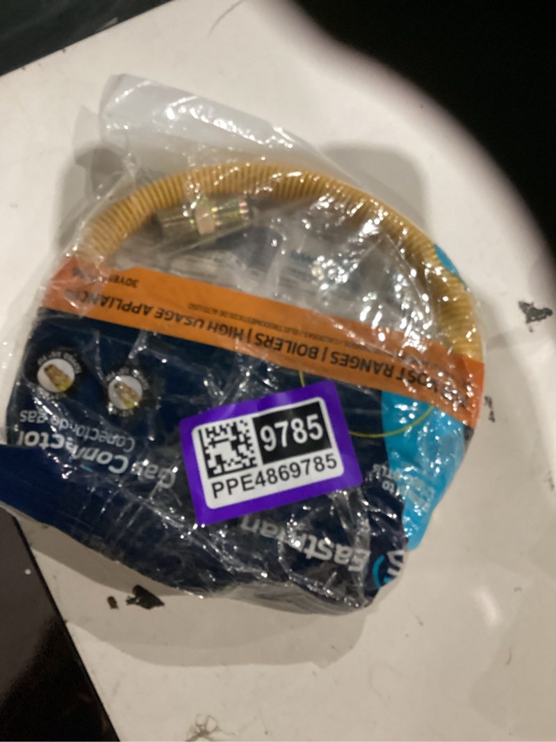 Condition photo showing Good Condition for eastman 1/2 in. mip x 1/2 in. d mip 36 in. stainless steel gas connector