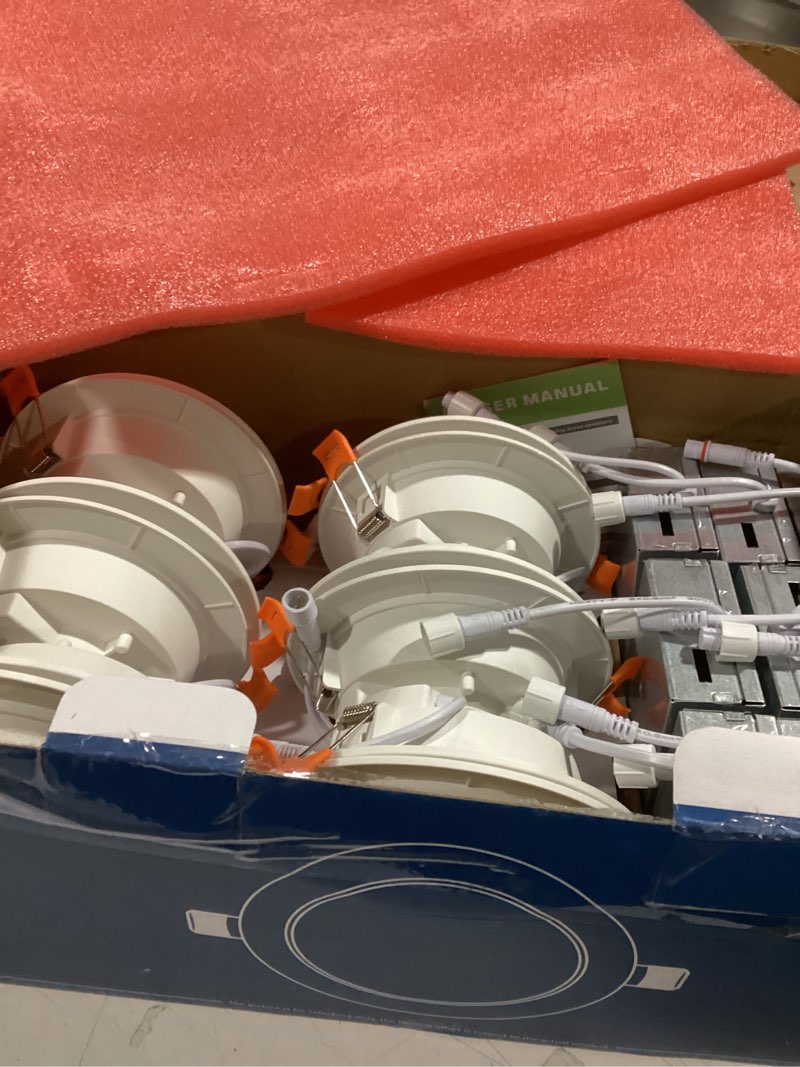 Condition photo showing Good Condition for Smart Recessed Lighting 4 Inch RGBCW Color Changing 12W Recessed Ceiling Light with Junction Box,1080LM Canless LED Downlight Compatible with Alexa,Dimmable by Bluetooth Control -12Pack 4in Rgbcw Work With Alexa-12pack 12 Pack