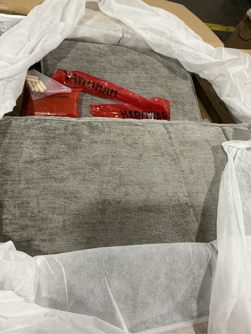 Condition photo showing As Is for Roundhill Furniture Kelly Mid-Century Modern Accent Armchair, Gray Grey