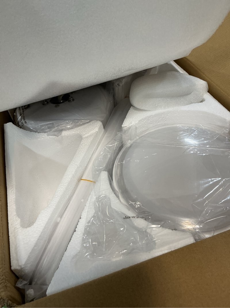 Condition photo showing New/Like New for kviflon 46 inch modern ceiling fans with lights remote control, low profile ceiling fan, 6 reversible plastic blades, 6 speeds 3 cct dimmable led lights double lampshade for bedroom living room, white white 46 inch