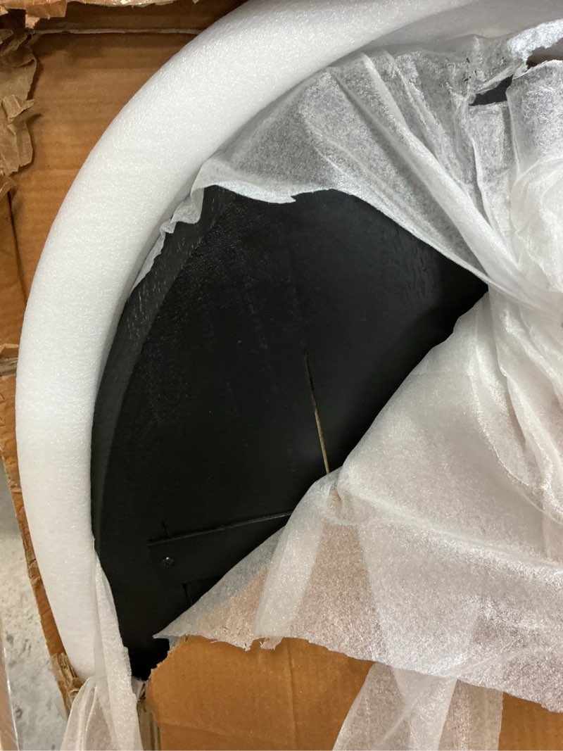 Condition photo showing As Is for (Incomplete ) only  1 box of 2 ) Everton 48” Black Mango Wood Oval Coffee Table – Modern Living Room Accent