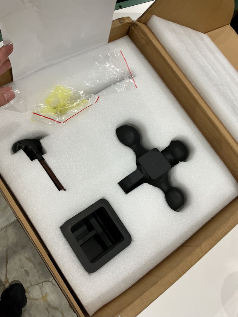 Condition photo showing Good Condition for adjustable trailer hitch with hook, tri-ball (1-7/8" x 2" x 2-5/16") drop hitch, fits 2.5-inch receiver, 8 inch drop hitch, 18500 lbs gtw-class 3 tow hitch for heavy duty truck, black, solid