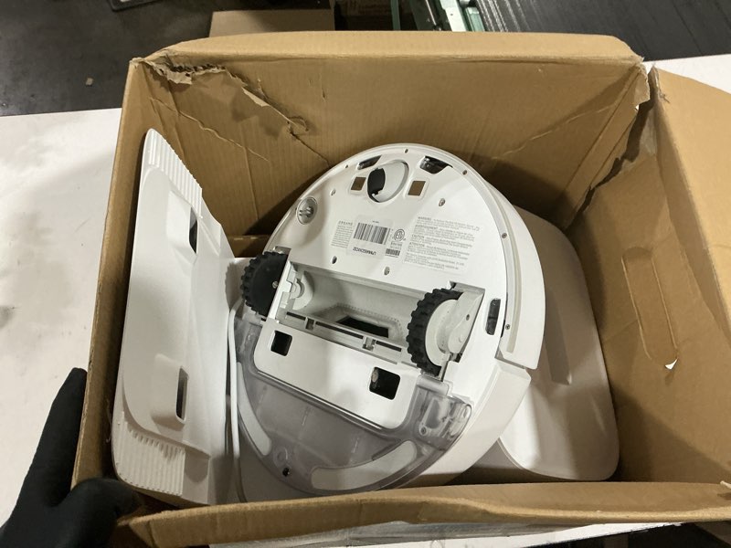 Condition photo showing As Is for dreame d10 plus gen 2 robot vacuum and mop with self emptying base for 90 days of cleaning, 6000 pa suction and lidar navigation, obstacle avoidance, wi-fi connected white d10 plus gen2