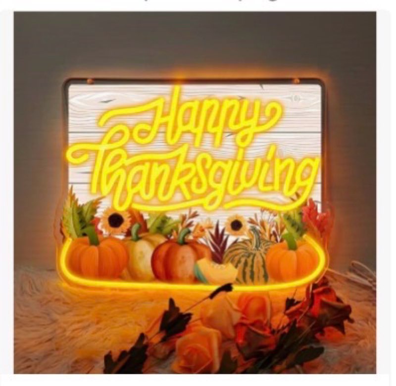 Happy Thanksgiving Neon Sign, Cool Dimmable Light Up Welcome Thanksgiving Day Turkey Pumpkin Neon US