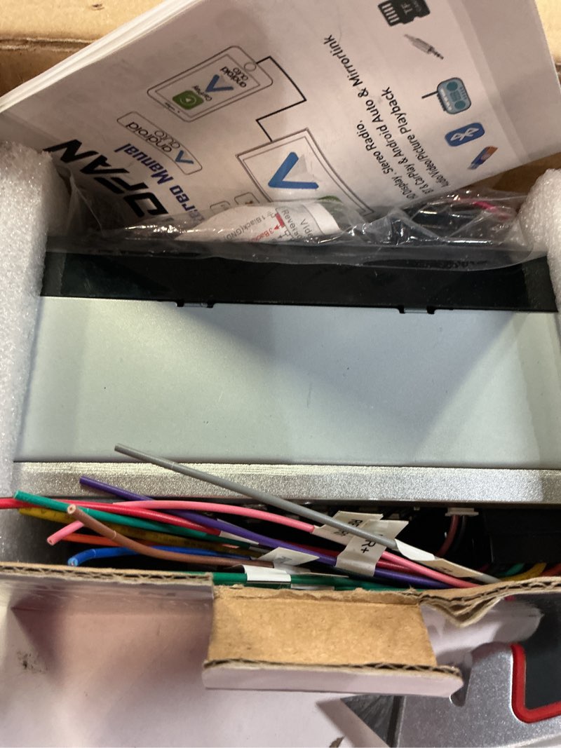 Condition photo showing As Is for Leadfan Double Din Car Stereo Radio Support Apple Carplay&Android Auto, 7inch HD Touchscreen Double Din Radio with Bluetooth, Car Audio Receivers, Camera, MirrorLink, FM Radio, 2 USB/TF/AUX/Subwoofer Double Din Wired Carplay&Android Auto