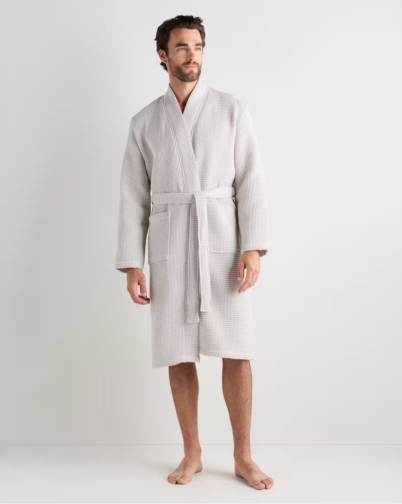 the organic turkish cotton waffle robe size colour: silver (size m)