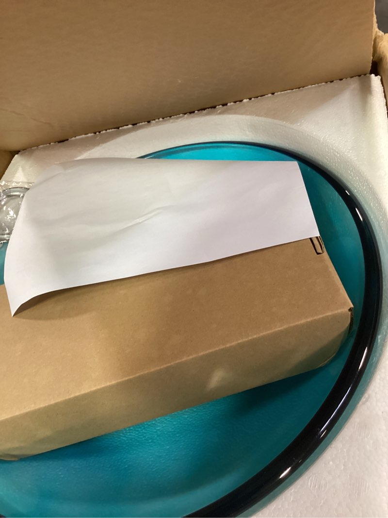 Condition photo showing Good Condition for Bathroom Vessel Sink, Tempered Glass Vanity Round Bowl with Chrome Faucet and Pop up drain Set, Blue